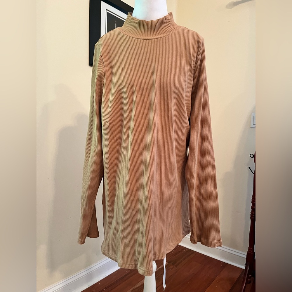 City Chic Caramel Ribbed Turtle Neck‎